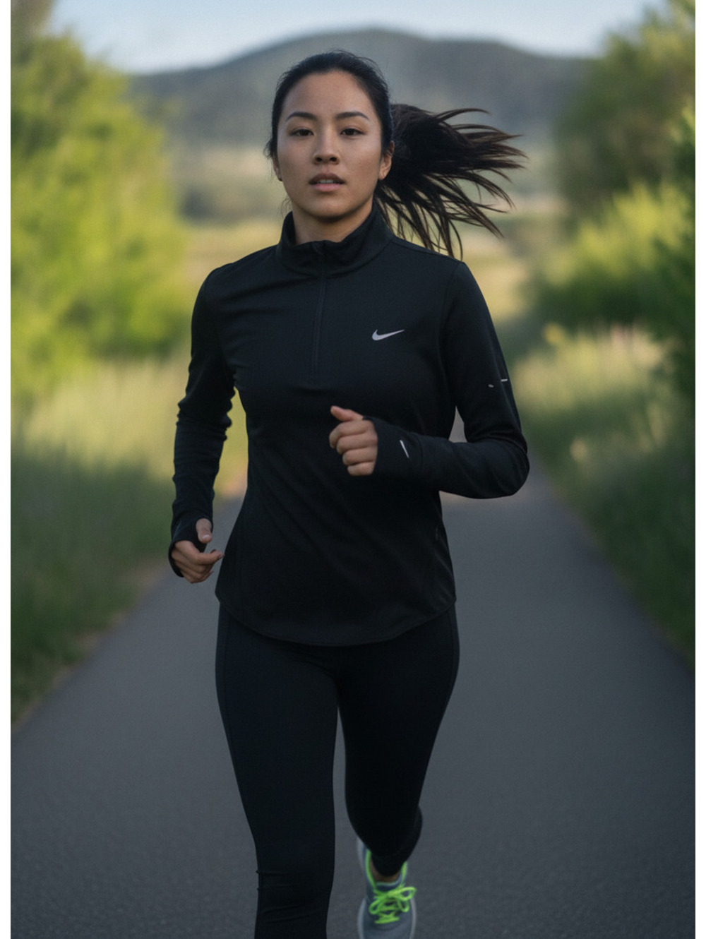 Nike Swift Dri-FIT Black Long Sleeve Running Top, Size Medium